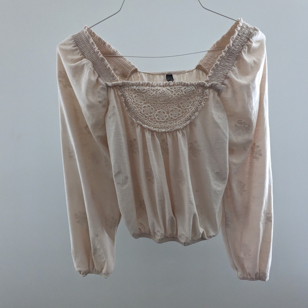 Francesca's collection Square Neckline Cream color top